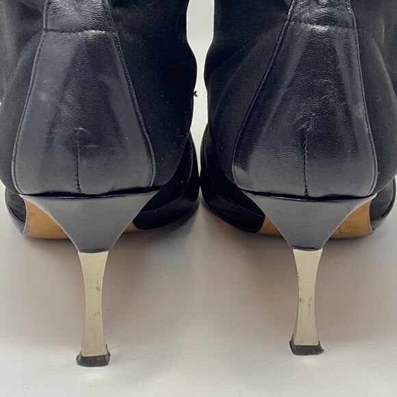 Timothy Hitsman Leather & Spandex Metal Heel Calf Length Boots - Picture 7 of 11